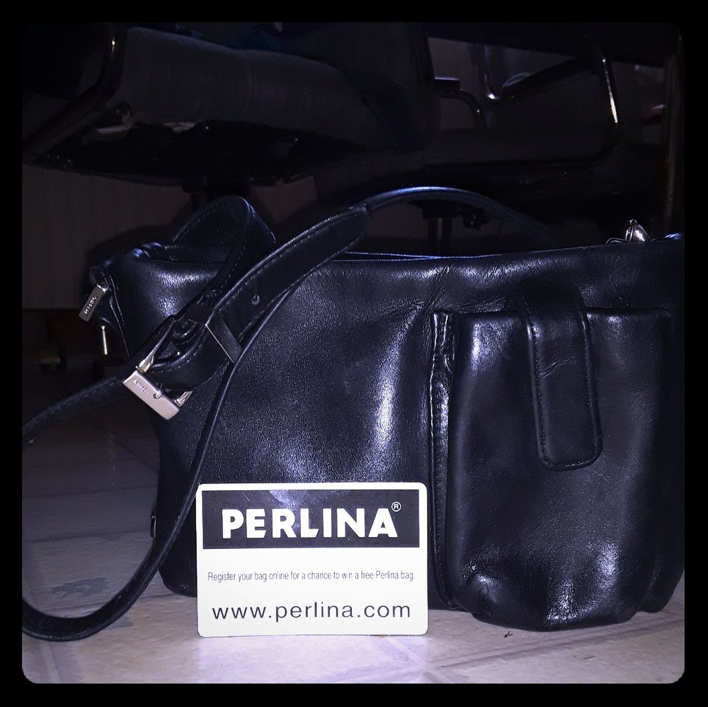 NEW Perlina Bag! Black leater!w/strap